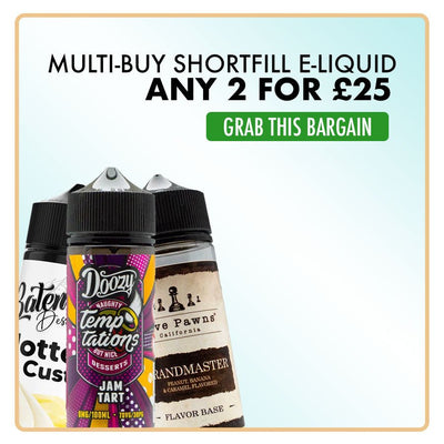 Any 2 for £25 Shortfill E-liquid Vape Deals - Manabush Eliquid - Tobacco E-liquid and Vape Juice