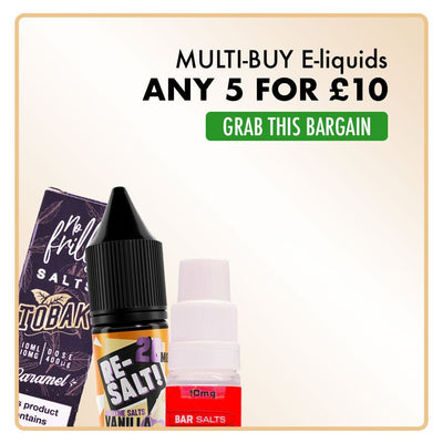 Any 5 For £10 E-Liquid Vape Deals - Manabush Eliquid - Tobacco E-liquid and Vape Juice